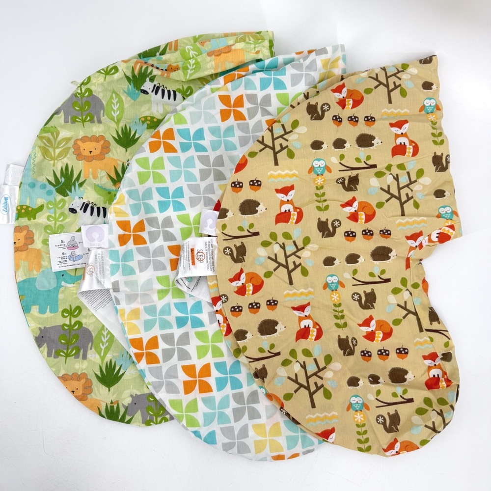 Lot 3 Boppy Nursing Pillow Covers Safari Animals Fox Owl
